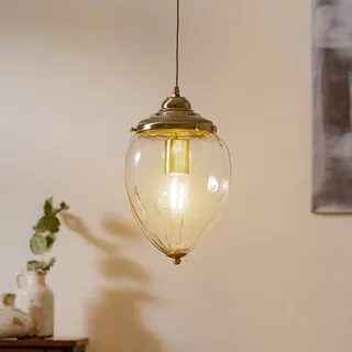 Searchlight Glas Hängelampe Pineapple, dimmbar, bronze / altmessing, für Wohn- / Esszimmer, Glas, Marokkanisch / Orientalisch, Pendelleuchte - 22 cm - 22 cm - 33 cm