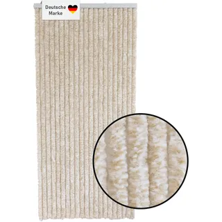 Flauschvorhang 90x200 cm beige weiß, Wohnwagen Fliegenschutz, Türvorhang