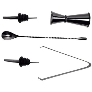 ShakeIn Cocktail Shaker SHAKEIN Cocktail Bemessungsset Set 5-teilig Edles Cocktail Shaker Set in Schwarz Cocktail Mix Set Edelstahl, Barkeeper Set, Cocktail Zubehör Bar Zubehör Shaker Edelstahl schwarz