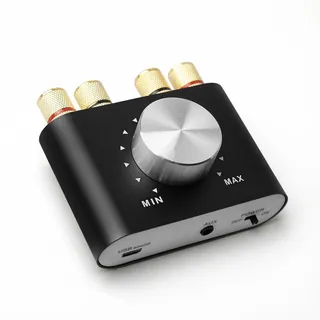 100W Mini Verstärker Bluetooth, Digital Power Amplifier HiFi Stereo Verstärker mit Netzteil, DC 12V-24V Mini Digitalverstärker 2 x 50 W Mini Bluetooth Verstärker für Heim-Audio