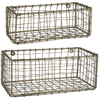 Ib Laursen Dekokorb Ib Laurrsen - 2er Set Wandkorb Hängekorb Korb Metall Goldfarben goldfarben