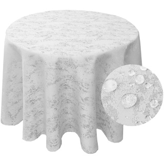 Brilliant Tischdecke MELIERT Tischdecke Weiß RUND 160 cm bügelfrei, Jacquardgewebe weiß rund - Ø 160 cm
