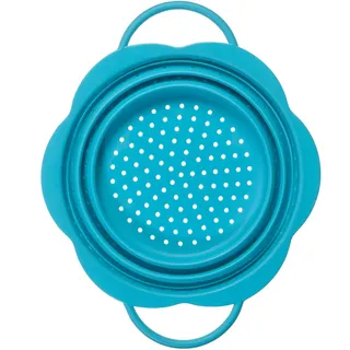 Kochblume Faltsieb M | Premium-Silikon & BPA frei| Hitzebeständig | Spülmaschinenfest | Platzsparend | Farbe: türkis