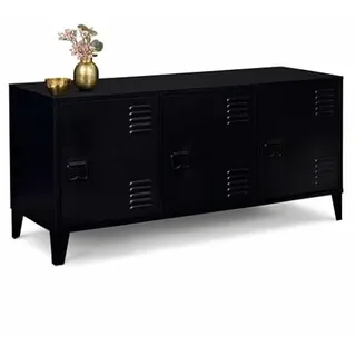 IDMarket - Sideboard mit 3 Türen Ester aus Holz und Metall, Schwarz