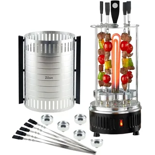 Zilan Kebap Maker Schaschlikspieß Schaschlik Grill mit Fettauffangschale 5 Spieße