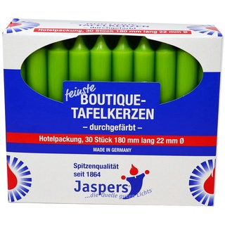 Jaspers Kerzen Tafelkerze Boutique-Kerzen Hotelpackung kiwi 30er Pack durchgefärbt