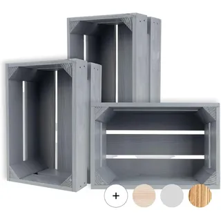 Creative Deco Holzkiste 3x Weinkisten Set Obstkiste Holz | Geschliffen Vintage Holzbox Kiste | Perfekt als Deko Geschenkkorb leer Spielzeugkiste Aufbewahrungsbox