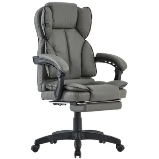 Schreibtischstuhl Bürostuhl Gamingstuhl Racing Chair Chefsessel mit Fußstütze,Farbe:Dunkelgrau - Schwarz - Dunkelgrau/Schwarz