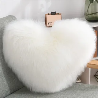 champracer Herzförmiges Plüschkissen Kissen Kissen weiches Wurfkissen dekoratives Kissen Sofa dekorativ Valentinstag Ostern (40x50 cm,weiß)