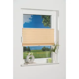 K-HOME Klemmfix-Bambus-Plissee Lucera 40 x 130 cm Fenstergröße (Velux) beige