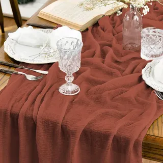 Boho Käsetuch Gaze Terracotta Hochzeit  80x300 cm, Waschbar  Dekoration Party Ge