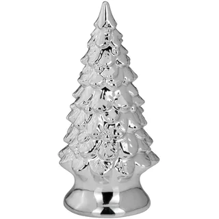 Deko Tannenbaum 21 cm Porzellan Silber Dekobaum Christbaum Weihnachtsdekoration