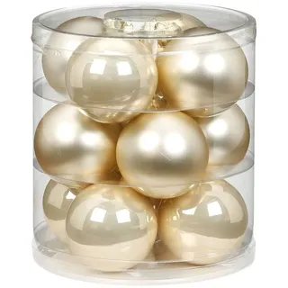Magic Weihnachtskugeln Glas 8cm 12 STK. Christbaumkugeln (Perle - Champagner Opal/Matt)