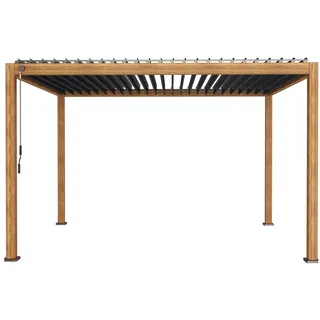 Leco Pergola "DELUXE", (ohne Rollos und Lamellenwände, mit Lamellendach), aus pulverbeschichteten Aluminium braun