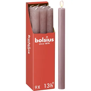 Bolsius Rustik Stabkerzen 27 x 2,3 cm 9 Stück altrosa