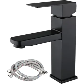 Mineup Wasserhahn Bad Schwarz, Waschtischarmatur, Waschbeckenarmatur, Mischbatterie Waschbecken, Badarmatur Waschbecken, Einhebelmischer,Wasserhahn, Waschbecken Armaturen Schwarz Mit 60cm Rohr