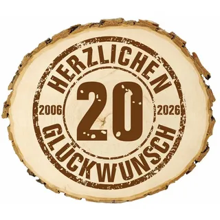 Nomiro Wanddekoobjekt Holzscheibe Geburtstag Gravur - Baumscheibe mit Rinde Deko