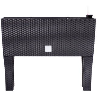 BirnePower Blumentopf Blumenkasten mit Füßen Blumenkübel Rattan Optik Pflanzenkasten Bewässerung (600 anthrazit)