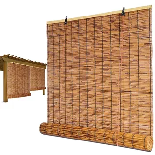 Natur Bambusrollo Aussenbereich Wetterfest Bambus Rollo Schilf Vorhang, Anti-UV, Sonnenschutz Sichtschutz, 50 70 80 90 110 140 150 160cm Breit (Size : W160xH280CM)