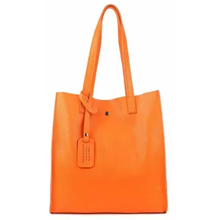 ITALYSHOP24 Schultertasche Made in Italy Damen Leder Shopper Schultertasche, italienisches XL Handtaschen-Set aus 2 Taschen orange