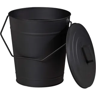 Relaxdays Ascheeimer mit Deckel 12 l schwarz