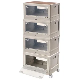 Xcase 4er-Set Camping-Aufbewahrungsboxen mit 4 Rollen, falt-/stapelbar, 55 l