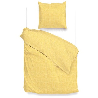 Bettwäsche Zo! Home Cotton Bettwäsche 135x200 cm Lino Aspen Yellow gelb meliert, Heckett and Lane, Baumwolle, 2 teilig gelb
