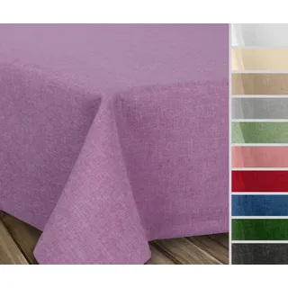 Beautex Tischdecke Fleckenabweisende bügelfreie Tischdecke mit Lotuseffekt, Leinenoptik (1-tlg) lila Rund | 160 cm x 160 cm