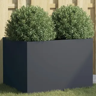 IKAYAA Pflanzkübel Blumenkübel Outdoor Blumentopf Hochbeet Metall Hochbeete für Garten Pflanzkübel groß außen Stahl-Stahl/Anthrazit-62 x 47 x 46 cm
