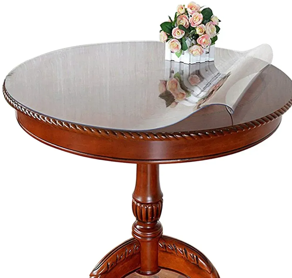 Douceur D'Intérieur Tischdecke Rund – 140 Cm Durchmesser, Transparent-weißes PVC, Pflegeleicht