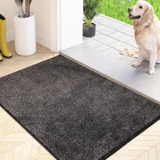 Staubfangende Fußmatte, Rutschfeste Bodenmatte, Maschinenwaschbar, Mit Weichen, Saugfähigen Mikrofasern Für Hunde, Für Eingangsbereich, Tür Und Flur, Anthrazitgrau, 50 X 80 Cm