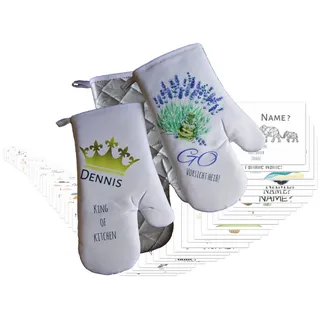 1x Ofenhandschuh, rechts mit Namen/Spruch & Motiv PERSONALISIERT | >Viele Motive zur Auswahl - Sternzeichen, Floral, Maritim, Vogel, Wildlife, Obst, Auto, Boho, Sport, Lebensmittel ...