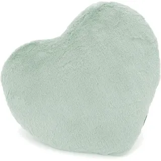 VewoTex Dekokissen Herzkissen » Kuschelkissen 37 x 34 cm » weiches Herz Kissen, » Dekokissen » Zierkissen aus Kunstfell grün