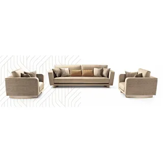JVmoebel Polstergarnitur Italienische Sofa-Garnitur in Beige mit hochwertiger Polsterung, (Set, 3-tlg., Nur 3+2 Sitzer), Made in Europa beige