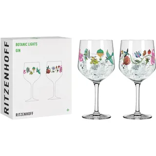 RITZENHOFF 3881002 Gin-Glas - 700 ml - Kelch 2er-Set - Serie Botanic Lights - Motiv Sommer - Made in Germany