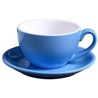GBZXANG Modernes Keramik-Kaffeetassen-Set, einfache Cappuccino-Tassen für Latte, Mokka, Kaffeetasse mit Untertasse, 220 ml, Blau