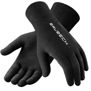 BRUBECK Handschuhe Laufen Damen & Herren | Run Gloves Black | Hiking | Trekking | Wandern | Schwarze Sporthandschuhe atmungsaktiv nahtlos | 54% Merino | Gr. L - XL | Schwarz | GE10020