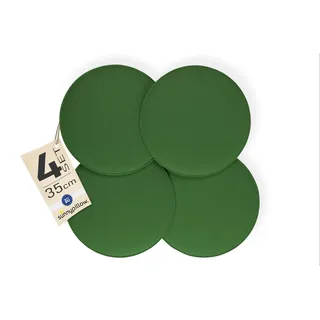 sunnypillow 4er Set Sitzkissen Filz Stuhlkissen rund Ø 36cm - gemütliche Filzkissen für Bank und Stuhl in Haus und Garten - Indoor/Outdoor - Polster Stuhlauflage, Sitzauflage - Kissen Dunkelgrün
