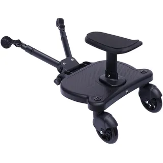Buggy Board mit Sitz, Buggy Board für alle Kinderwagen, 2in1 Trittbrett Rollbrett, Rädern abnehmbarem Sitz, Trittbrett Mitfahrbrett universal, für Kinder von 2-6 Jahren, Belastung von 25kg
