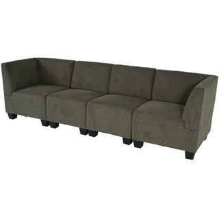 Modular 4-Sitzer Sofa Couch Moncalieri, Stoff/Textil ~ braun, hohe Armlehnen