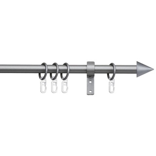 Gardinenstange Kegel, indeko, Ø 16 mm, 1-läufig, Fixmaß, mit Bohren, verschraubt, Metall silberfarben Ø 16 mm x 120 cm