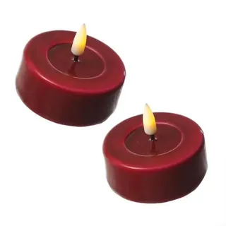 LED Teelichter Mia Deluxe Homeart flackernd D: 6,1cm bordeauxrot 2 Stück