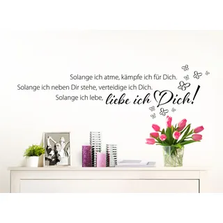 Wandaro Wandtattoo Spruch Solange ich atme I schwarz (BxH) 90 x 25 cm I Liebe Wohnzimmer Schlafzimmer Wandsticker Aufkleber Wandaufkleber Sticker Zitat W3308
