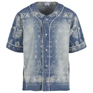 Karl Kani Langarmhemd Karl Kani Kani Paisley Denim Baseball Shirt (1-tlg) blau S