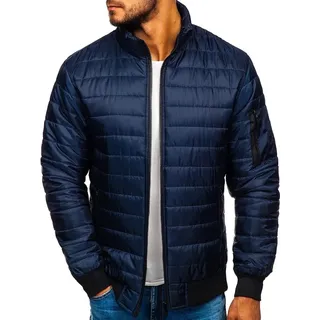 BOLF Herren Bomber Übergangsjacke Steppjacke Daunen-Optik Casual Elegant Leichte Frühlings Jacket Moderne Jacke MY22 Dunkelblau XL [4D4] - XL
