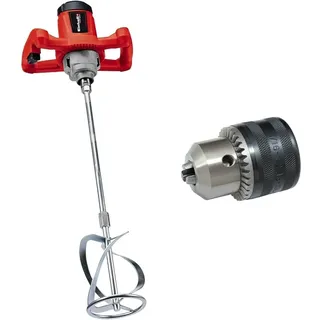 Einhell Farb-Mörtelrührer TC-MX 1200 E & wolfcraft 2645000 Bohrfutter 1,5-13 mm, Innengewinde, Rechts- und Linkslauf, schlagbohrfest 1/2" x 20