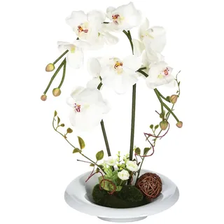 Künstliche Orchideen Komposition Keramikvase H46cm - Weiß