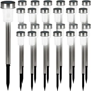 monzana Solarleuchte Edelstahl 24er Set wetterfest IP44 silber
