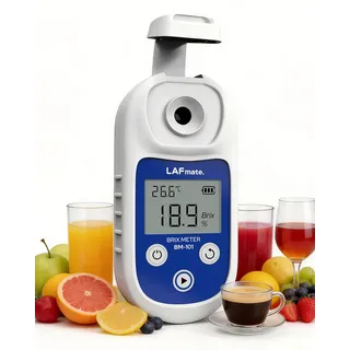 LAFMATE Digitales Refraktometer 0-55% ±0,2%, BM101 Brix Refraktometer mit ATC, IP65 Refraktometer Brix für Saft, Weinherstellung & Kaffee