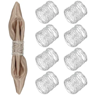 QUARKZMAN Metall Serviettenschlaufen 6 Stück Silber | Runde Mesh Serviettenring Halter Verschluss Für Tischdekoration Hochzeit Geburtstag Feiertag Party